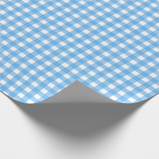 Sky blue gingham cadeaupapier (Hoek)