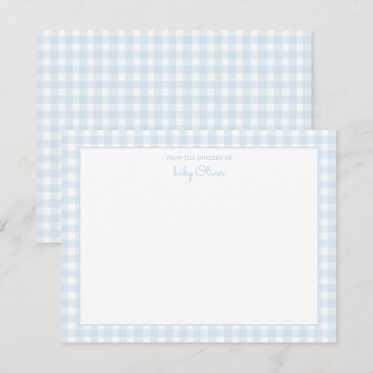 Sky Blue Gingham check Baby boy Flat Bedankt (Voorkant / Achterkant)