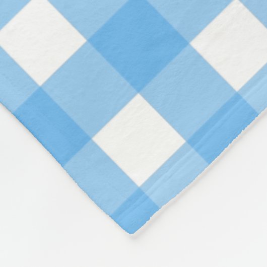 Sky blue gingham fleece deken (Hoek)