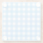 Sky blue gingham glazen onderzetter (Achterkant)