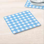 Sky blue gingham kartonnen onderzetters (Schuin)