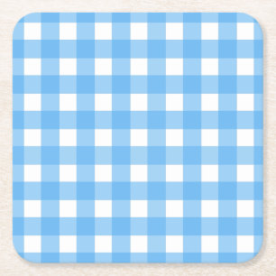 Sky blue gingham kartonnen onderzetters