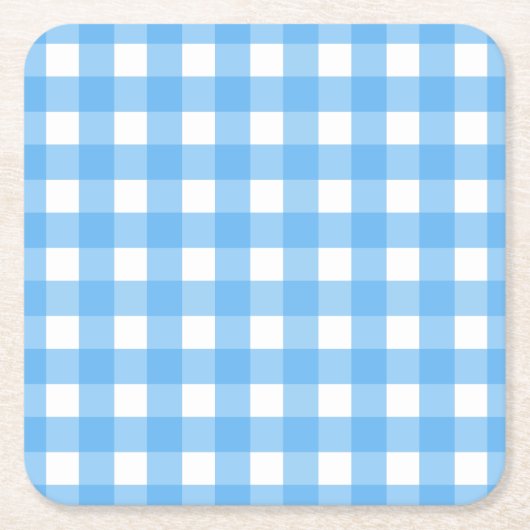 Sky blue gingham kartonnen onderzetters (Voorkant)