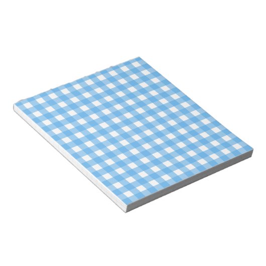 Sky blue gingham notitieblok (Schuin)
