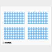 Sky blue gingham rechthoekige sticker (Vel)