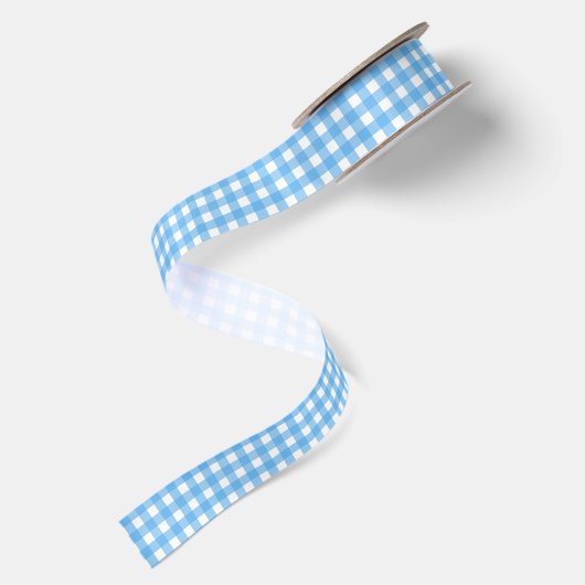 Sky blue gingham satijnen lint (Achterkant)