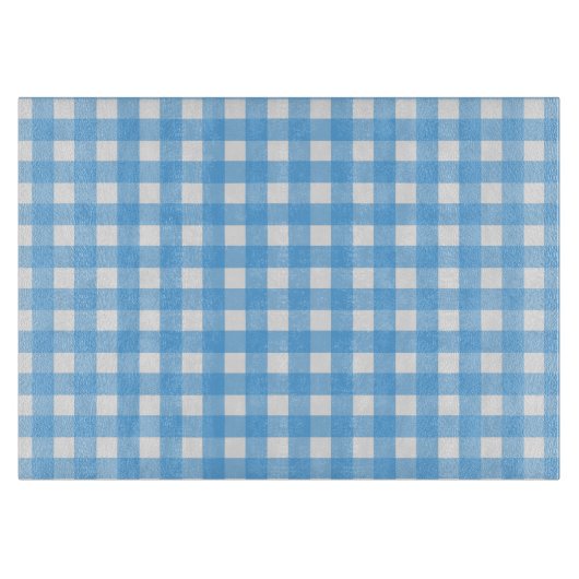 Sky blue gingham snijplank (Voorkant)