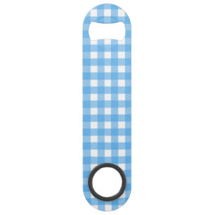 Sky blue gingham speed flessenopener
