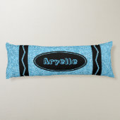 Sky Blue Glitter Crayon Aangepaste naam Body Pillo Lichaamskussen (Achterkant)