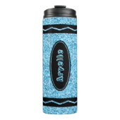 Sky Blue Glitter Crayon Aangepaste naam Drink Tumb Thermosbeker (Voorkant)