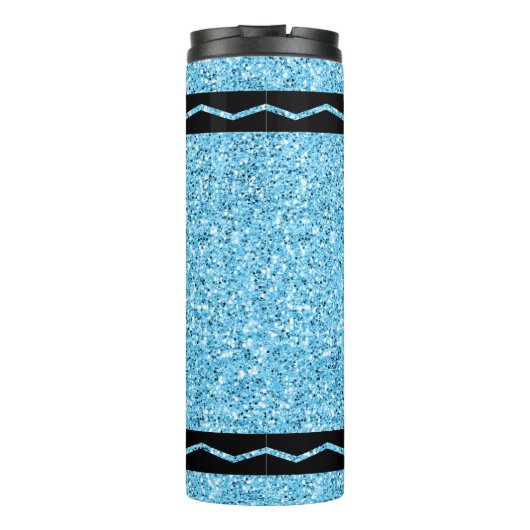 Sky Blue Glitter Crayon Aangepaste naam Drink Tumb Thermosbeker (Achterkant)