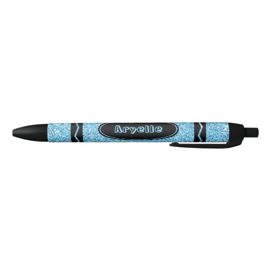 Sky Blue Glitter Crayon Custom Name Push Pen (Bodem)