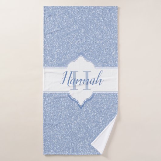 Sky Blue Glitter Monogram Bath Towels Bad Handdoek (Badhanddoek)