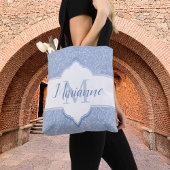 Sky Blue Glitter Monogram Canvas tas