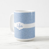 Sky Blue Glitter Monogram Koffiemok (Voorkant links)