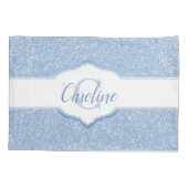 Sky Blue Glitter Monogram Kussensloop (Achterkant)