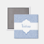 Sky Blue Glitter Monogram Magnet (Voorkant / Achterkant)