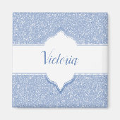 Sky Blue Glitter Monogram Magnet (Voorkant)