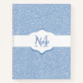 Sky Blue Glitter Monogram Notitieboek (Voorkant)