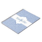 Sky Blue Glitter Monogram Notitieboek (Linkerzijde)