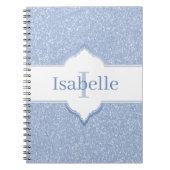 Sky Blue Glitter Monogram Notitieboek (Voorkant)