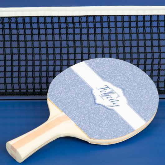 Sky Blue Glitter Monogram Ping Pong Paddle Tafeltennisbatje (Insitu)