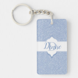 Sky Blue Glitter Monogram Sleutelhanger