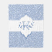 Sky Blue Glitter Monogram Throw Blanket Fleece Deken (Voorkant)