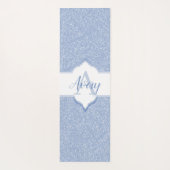 Sky Blue Glitter Monogram Yogamat (Achterkant)