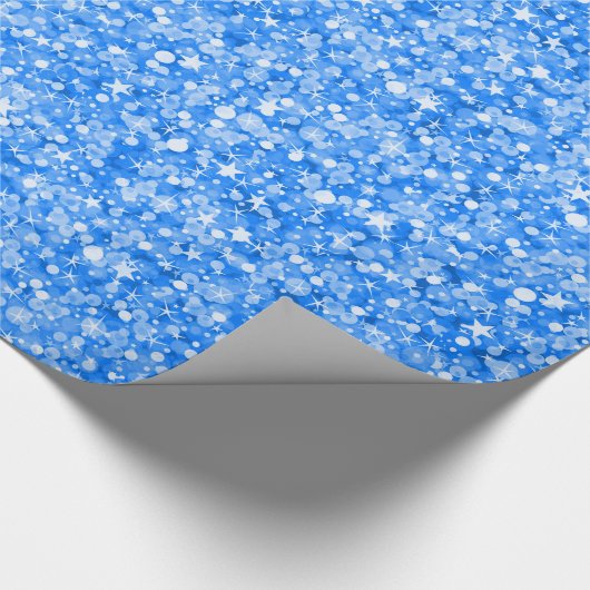 Sky Blue Glitter Print Patroon Cadeaupapier (Hoek)