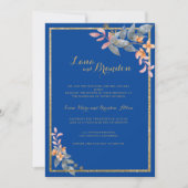 Sky blue glitter roze oranje bruinbruistocht kaart (Voorkant)