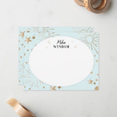 Sky Blue Glitter Stars en Fireworks Note Card Notitiekaartje (Voorkant / Achterkant in situ)