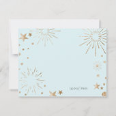 Sky Blue Glitter Stars en Fireworks Note Card Notitiekaartje (Achterkant)
