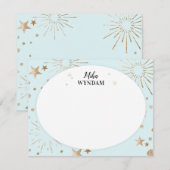 Sky Blue Glitter Stars en Fireworks Note Card Notitiekaartje (Voorkant / Achterkant)