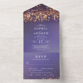 Sky Blue & Gold All in One Wedding Invitation Uitnodiging (Binnen)