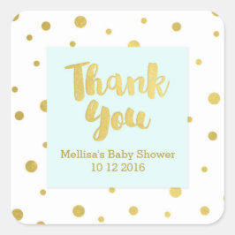 Sky Blue Gold Baby shower Dank je voor Sticker