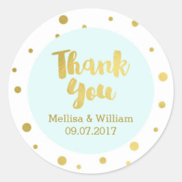 Sky Blue Gold Confetti bruiloft gunst Labels