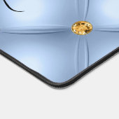 Sky Blue Gold Diamond Tufted Custom Naam Bureaumat (Hoek)