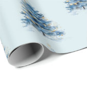 Sky Blue Gold kerstbomen Cadeaupapier (Rol Hoek)