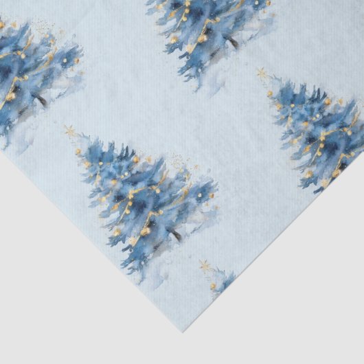 Sky Blue Gold kerstbomen Tissuepapier (Detail)