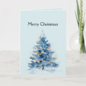 Sky Blue Gold Kerstboom Kaart (Voorkant)