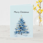 Sky Blue Gold Kerstboom Kaart (Gele Bloem)