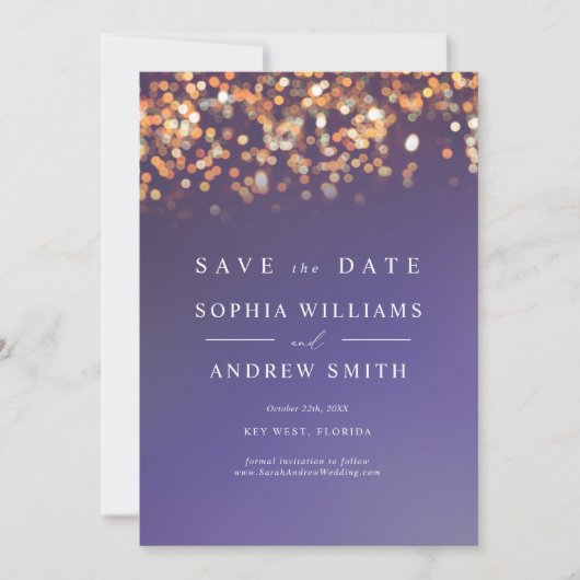 Sky Blue & Gold Save the Date Invitation Kaart (Voorkant)