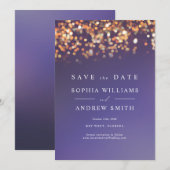 Sky Blue & Gold Save the Date Invitation Kaart (Voorkant / Achterkant)