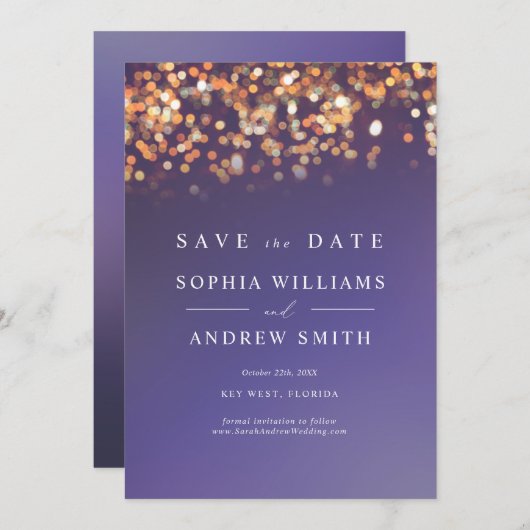 Sky Blue & Gold Save the Date Invitation Kaart (Voorkant / Achterkant)