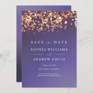 Sky Blue & Gold Save the Date Invitation Kaart