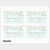 Sky Blue Gold Stripes Baby shower Favor Sticker (Vel)
