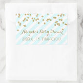 Sky Blue Gold Stripes Baby shower Favor Sticker (Tas)