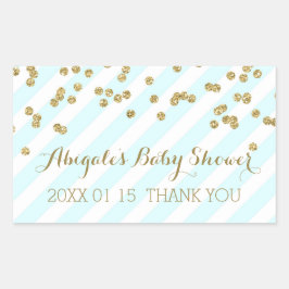 Sky Blue Gold Stripes Baby shower Favor Sticker