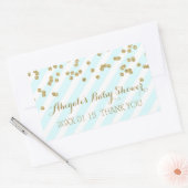 Sky Blue Gold Stripes Baby shower Favor Sticker (Envelop)